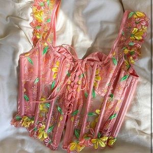 For Love And Lemons Daisy Chain Embroidered Bustier